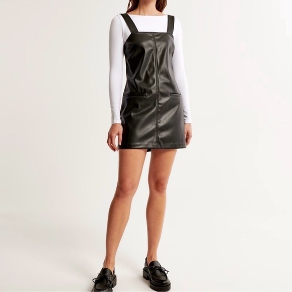 Abercrombie Fitch Vegan Leather Shift Mini Dress Size Small Petite NWT - Picture 1 of 7